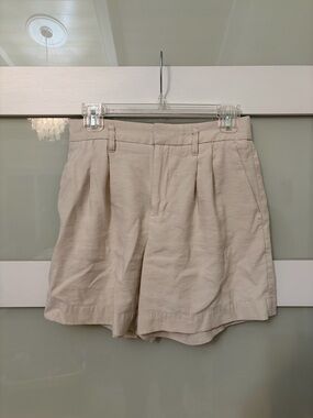 a new day Cream High-Waist Pleated Tailored Shorts